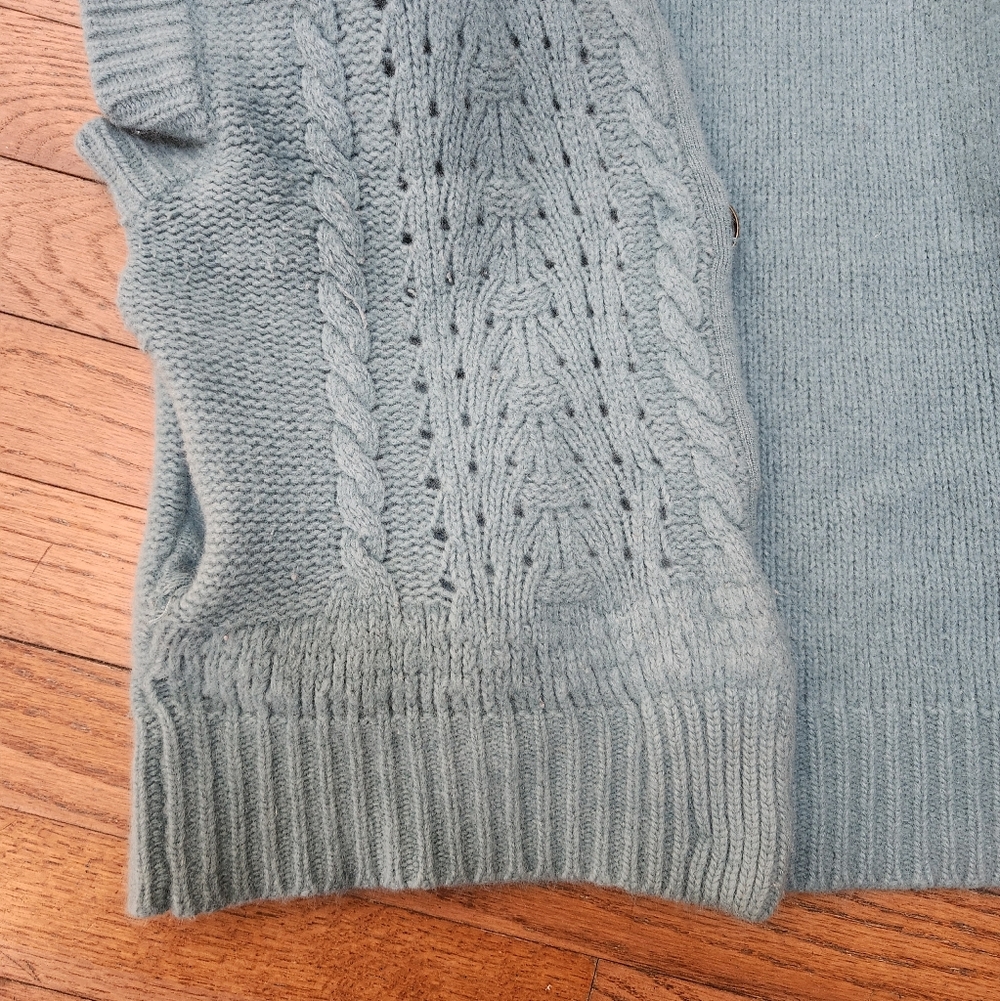 Women's Teal Button Up Woolen Angora Sweater w/ Pockets By Free People sz. Small - Picture 14 of 16